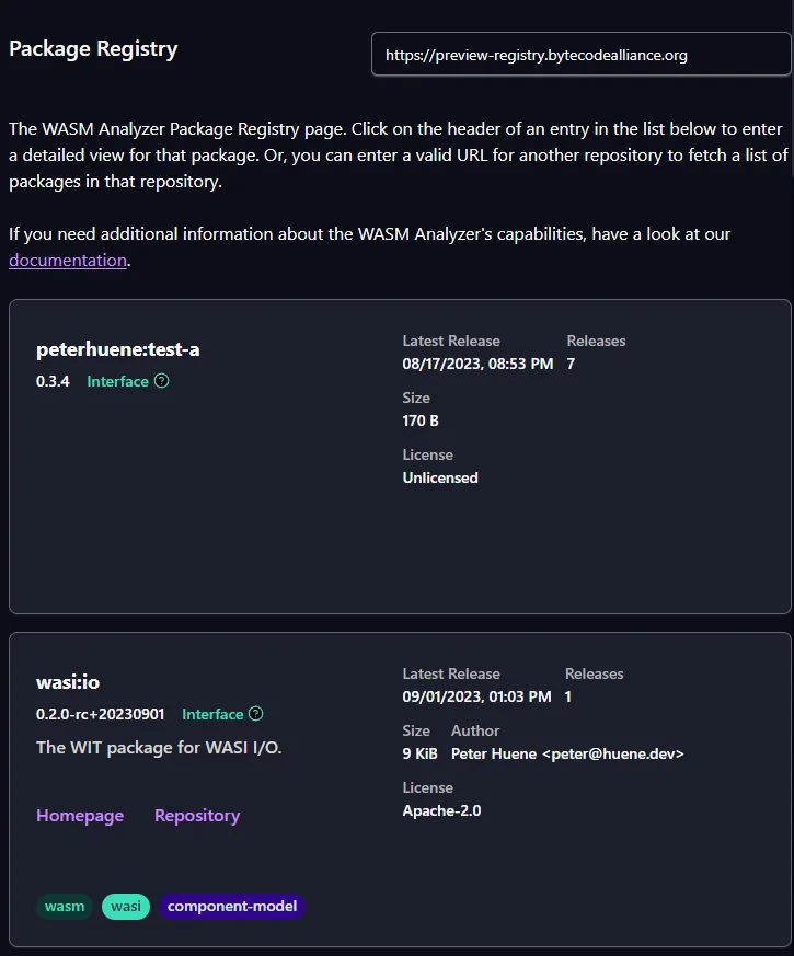 Choose a package through the list